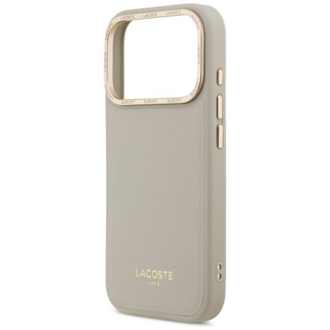 Etui Lacoste Champs Elysees Gold Logo MagSafe do iPhone 17 Pro taupe