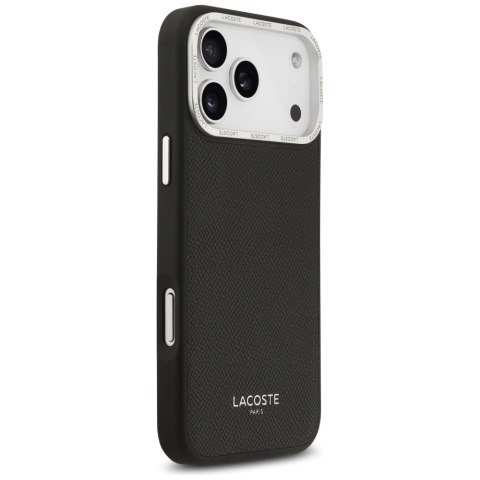 Etui Lacoste Champs Elysees Silver Logo MagSafe do iPhone 17 Pro Max czarny