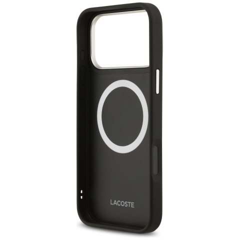 Etui Lacoste Champs Elysees Silver Logo MagSafe do iPhone 17 Pro Max czarny