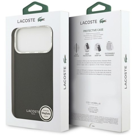Etui Lacoste Champs Elysees Silver Logo MagSafe do iPhone 17 Pro Max czarny