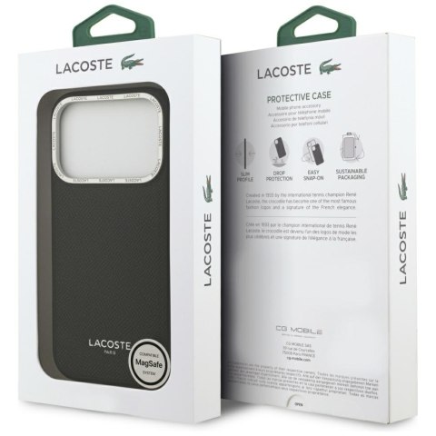 Etui Lacoste Champs Elysees Silver Logo MagSafe do iPhone 17 Pro czarny