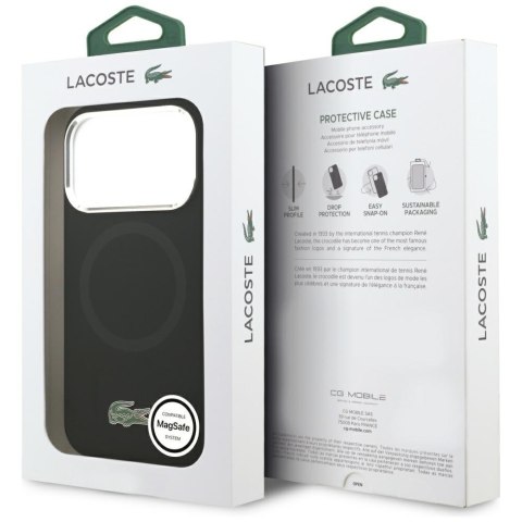 Etui Lacoste HC Silicone Metal Logo MagSafe do iPhone 17 Pro czarny