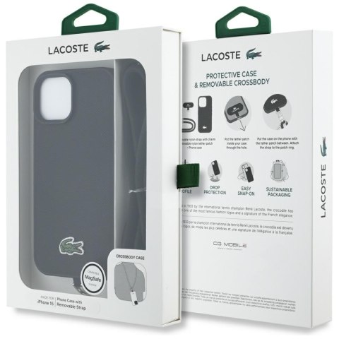 Etui Lacoste Iconic Petit Pique Crossbody Cord MagSafe do iPhone 15 czarny