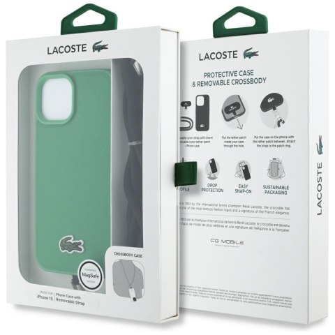 Etui Lacoste Iconic Petit Pique Crossbody Cord MagSafe do iPhone 15 zielony