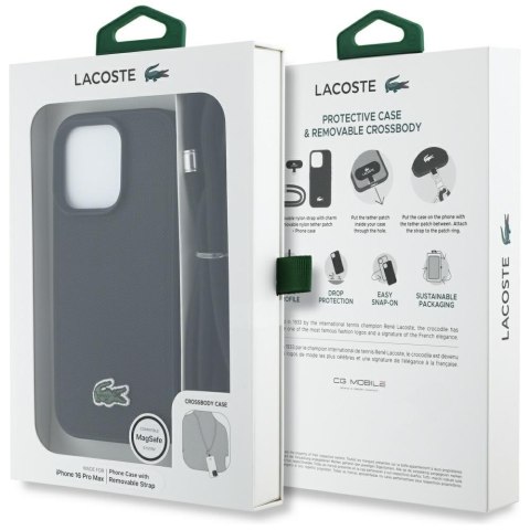 Etui Lacoste Iconic Petit Pique Crossbody Cord MagSafe do iPhone 16 Pro Max czarny