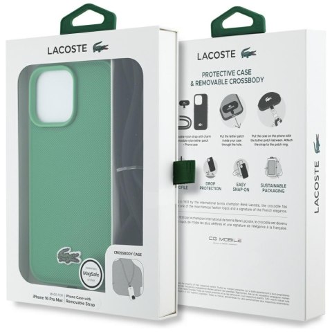 Etui Lacoste Iconic Petit Pique Crossbody Cord MagSafe do iPhone 16 Pro Max zielony