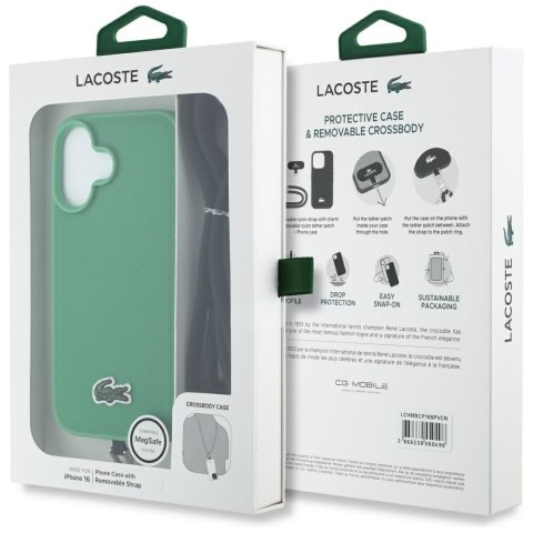 Etui Lacoste Iconic Petit Pique Crossbody Cord MagSafe do iPhone 16 zielony