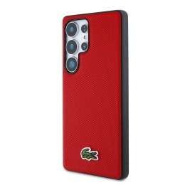 Etui Lacoste Iconic Petit Pique Woven Logo MagSafe do Samsung Galaxy S25 Ultra czerwony