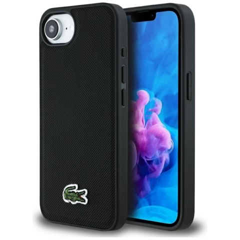 Etui Lacoste Iconic Petit Pique Woven Logo MagSafe do iPhone 16e czarny