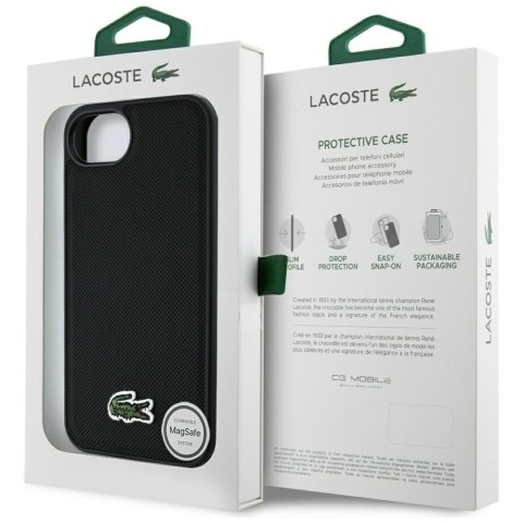 Etui Lacoste Iconic Petit Pique Woven Logo MagSafe do iPhone 16e czarny