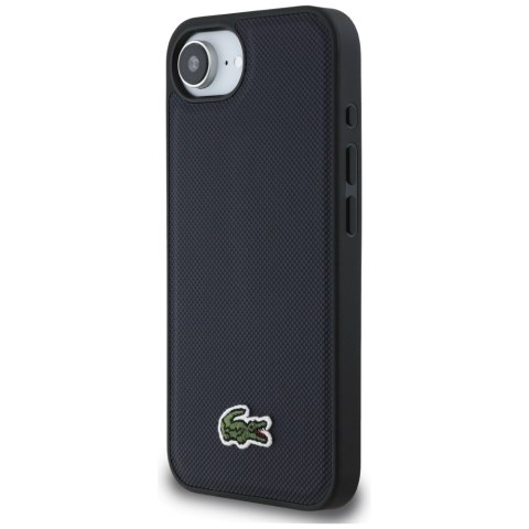 Etui Lacoste Iconic Petit Pique Woven Logo MagSafe do iPhone 16e granatowy
