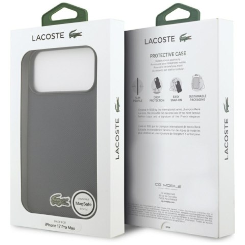 Etui Lacoste Iconic Petit Pique Woven Logo MagSafe do iPhone 17 Pro Max granatowy