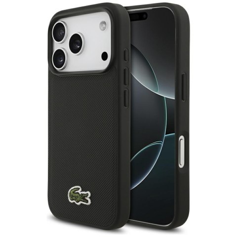 Etui Lacoste Iconic Petit Pique Woven Logo MagSafe do iPhone 17 Pro czarny