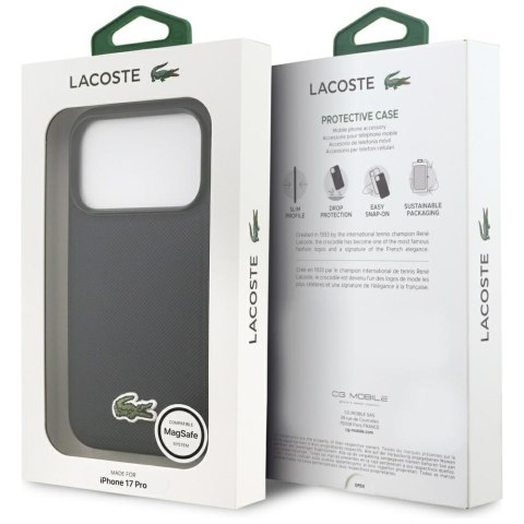 Etui Lacoste Iconic Petit Pique Woven Logo MagSafe do iPhone 17 Pro granatowy