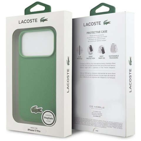 Etui Lacoste Iconic Petit Pique Woven Logo MagSafe do iPhone 17 Pro zielony
