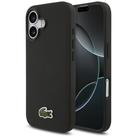 Etui Lacoste Iconic Petit Pique Woven Logo MagSafe do iPhone 17 czarny