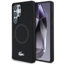 Etui Lacoste Silicone Microfiber W/ Silver Croc Logo MagSafe do Samsung Galaxy S25 Ultra czarny