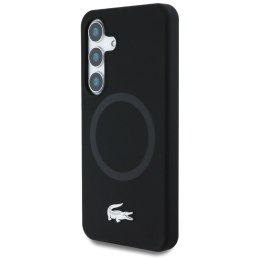 Etui Lacoste Silicone Microfiber W/ Silver Croc Logo MagSafe do Samsung Galaxy S25 czarny