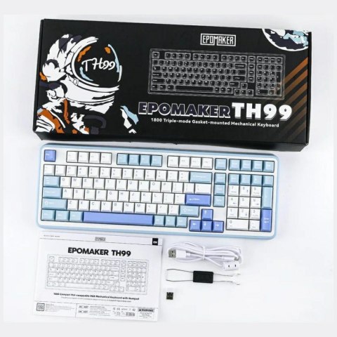 Klawiatura mechaniczna Epomaker TH99 Creamy Jade Switch biało-niebieski