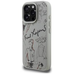 Etui Karl Lagerfeld Grained Pattern & Logo MagSafe do iPhone 16 Pro Max szary