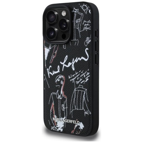 Etui Karl Lagerfeld Grained Pattern & Logo MagSafe do iPhone 16 Pro czarny