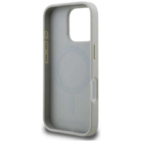 Etui Karl Lagerfeld Grained Pattern & Logo MagSafe do iPhone 16 Pro szary