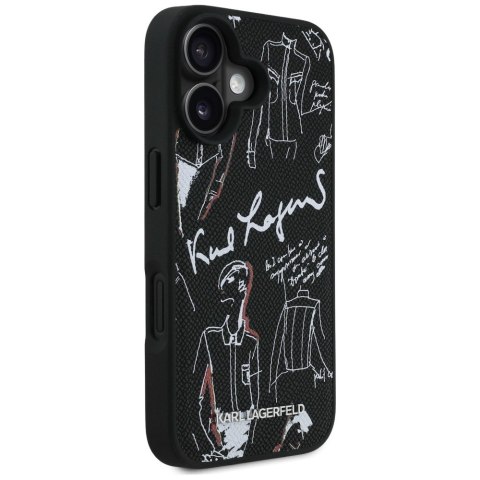 Etui Karl Lagerfeld Grained Pattern & Logo MagSafe do iPhone 16 czarny