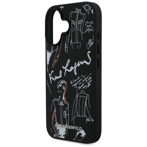 Etui Karl Lagerfeld Grained Pattern & Logo MagSafe do iPhone 16 czarny