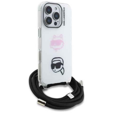 Etui Karl Lagerfeld IML Crossbody Karl&Choupette Head do iPhone 16 Pro Max biały
