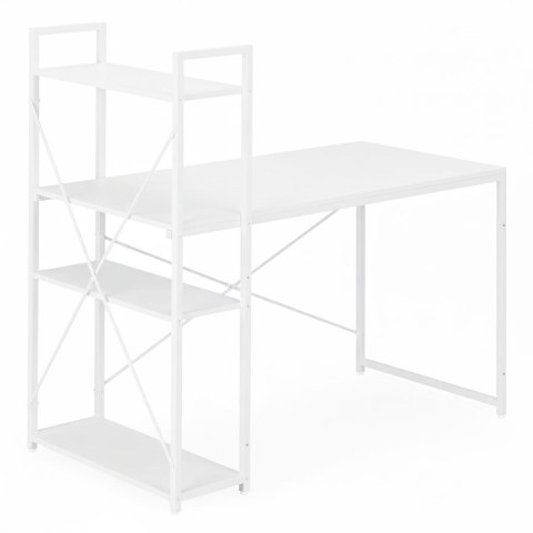 Biurko komputerowe szkolne 120x60 cm regał z 3 półkami białe ModernHome