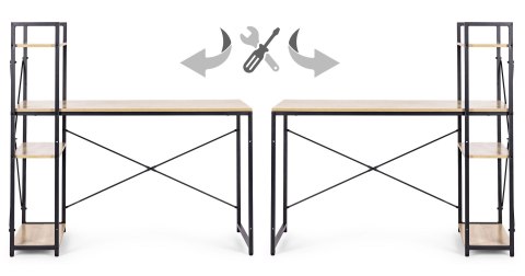 Biurko komputerowe szkolne 120x60 cm regał z 3 półkami loft jasny dąb ModernHome