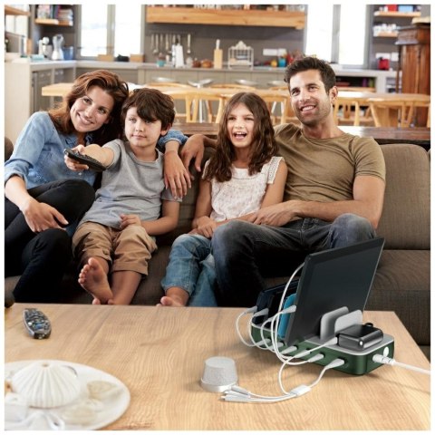 Stacja ładująca 4smarts Team 100W z zestawem kabli zielona