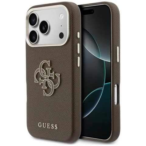 Etui Guess FW Resin Logo do iPhone 17 Pro brązowy