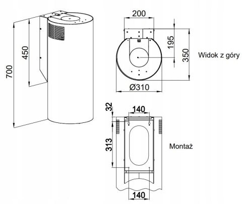 Okap MAAN Elba WPB 731 miedź połysk