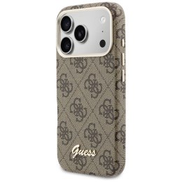 Etui Guess 4G Script MagSafe do iPhone 17 Pro Max brązowy