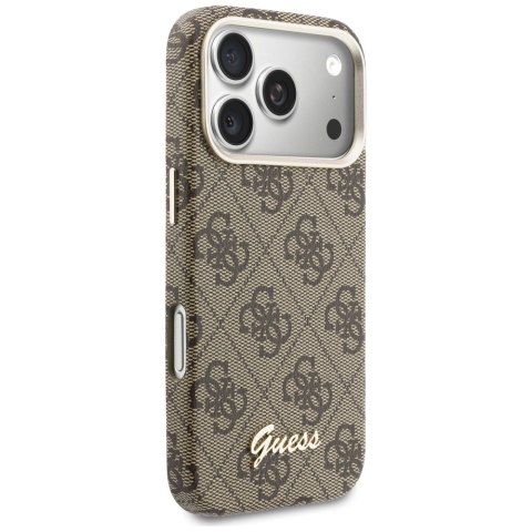 Etui Guess 4G Script MagSafe do iPhone 17 Pro Max brązowy