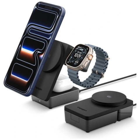 Ładowarka indukcyjna Spigen Essential EF323MQ 3w1 25W Qi2.2 MagSafe czarny