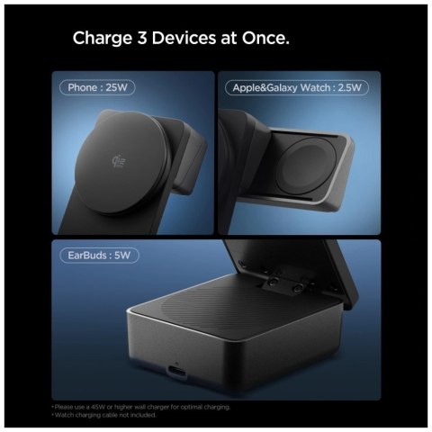 Ładowarka indukcyjna Spigen Essential EF323MQ 3w1 25W Qi2.2 MagSafe czarny