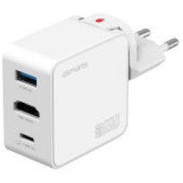 Ładowarka podróżna 4smarts Flex adapter Hub 65W GaN USB-C/USB-A/HDMI biały