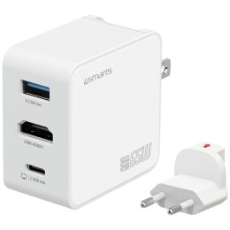 Ładowarka podróżna 4smarts Flex adapter Hub 65W GaN USB-C/USB-A/HDMI biały