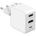 Ładowarka podróżna 4smarts Flex adapter Hub 65W GaN USB-C/USB-A/HDMI biały