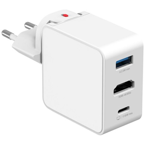Ładowarka podróżna 4smarts Flex adapter Hub 65W GaN USB-C/USB-A/HDMI biały