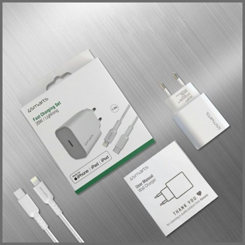 Ładowarka sieciowa 4smarts VoltPlug 20W PD USB-C z kable USB-C do Lightning biały