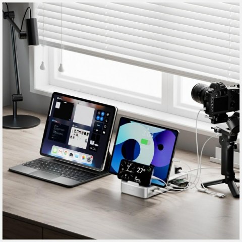 Stacja ładująca 4smarts Team 100W 5xUSB-C z zestawem 6 kabli srebrny