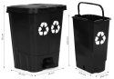 Kosz na śmieci 40L dwukomorowy pojemnik podwójny do odpadów zmieszanych segregacji czarny