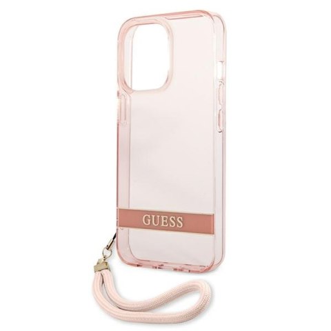 Guess GUHCP13LHTSGSP iPhone 13 Pro / 13 6,1" różowy/pink hardcase Translucent Stap