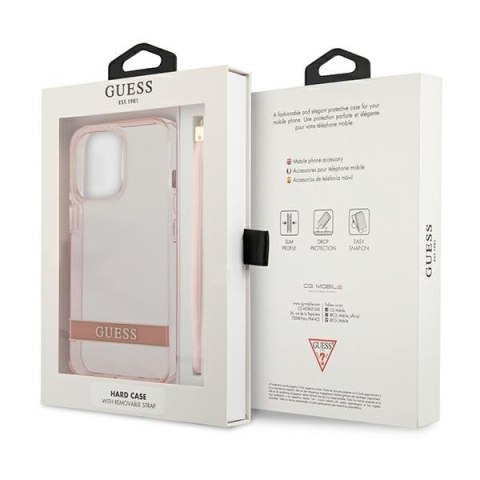 Guess GUHCP13LHTSGSP iPhone 13 Pro / 13 6,1" różowy/pink hardcase Translucent Stap