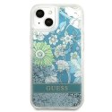 Guess GUHCP13SLFLSN iPhone 13 mini 5,4" zielony/green hardcase Flower Liquid Glitter