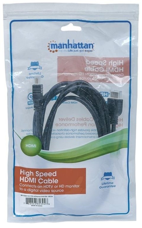 MANHATTAN HDMI (męski) - HDMI (męski) 3 m 3m /s1x HDMI (wtyk) 1x HDMI (wtyk)