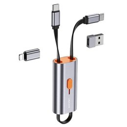 USAMS Adapter 4w1 2xUSB-C / USB-C na USB-A/ USB-C na Lightning 60W stalowy/steel SJ560USB01 (US-SJ560)